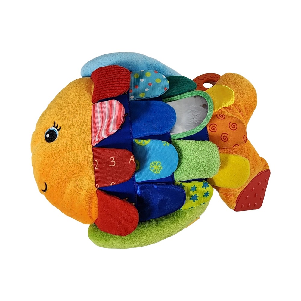 Melissa & Doug Ks Kids Flip Fish Baby Sensory Toy Orange Multi-Color Plush 10in